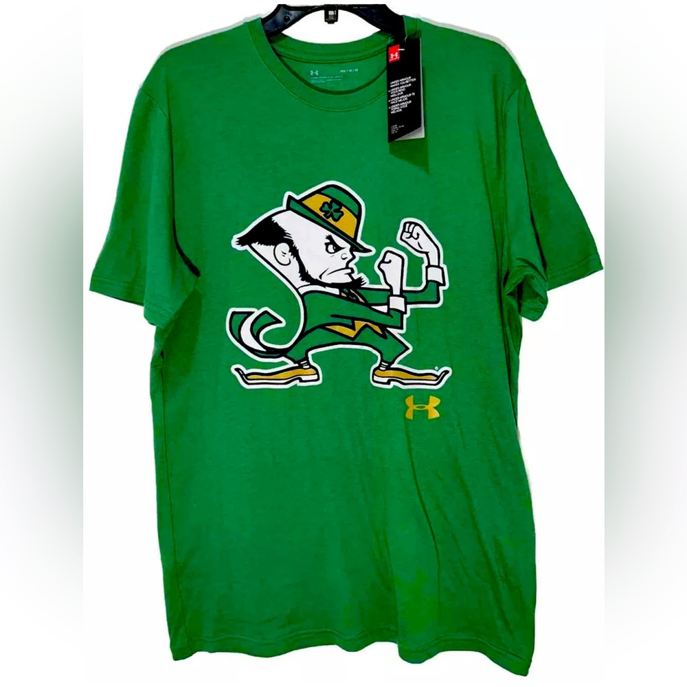 Notre Dame Fighting Irish Under Armour Green Tee Shirt Mens Medium - NWT!